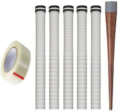 Y2M Set of 5 Cricket Bat White grip (XR10) + one wooden cone (gripper) + One Side Fiber Cricket Kit
