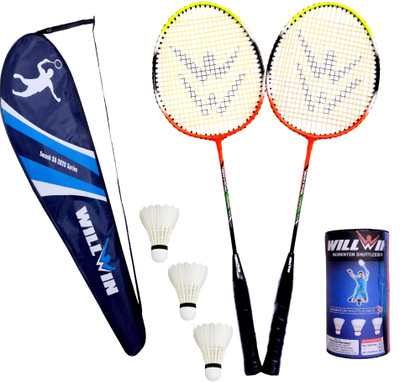 WILLWIN POWER2020 Combo - 2 Badminton Racquet with 3 Feather Shuttle And Badminton Full Size Cover Badminton Kit