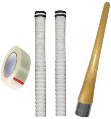 Y2M Set of 2 Cricket Bat White grip (XR8) + one wooden cone (gripper) + One Side Fiber Cricket Kit