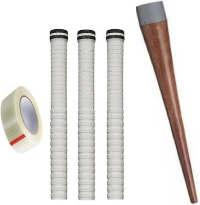 Y2M Set of 3 Cricket Bat White grip (XR3) + one wooden cone (gripper) + One Side Fiber Cricket Kit