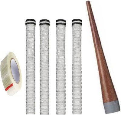 Y2M Set of 4 Cricket Bat White grip (XR3) + one wooden cone (gripper) + One Side Fiber Cricket Kit