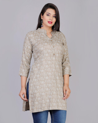 NEELKANTH TRENDS Women Printed Straight Kurta(White)