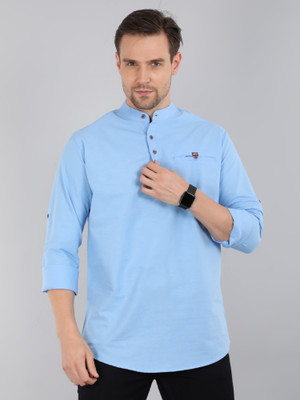 Proword Men Solid Straight Kurta(Dark Blue)