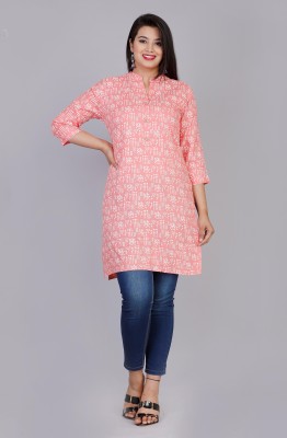 NEELKANTH TRENDS Women Printed Straight Kurta(Pink)