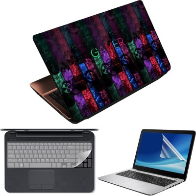 FineArts 3 in 1 Laptop Skin Decal Vinyl Pack 15.6 inch with Screen Guard and Silicone Keyboard Protector - Printed Mulicolor Gamer Combo Set(Multicolor)