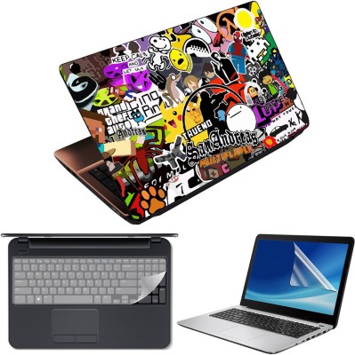 FineArts 3 in 1 Laptop Skin Decal Vinyl Pack 15.6 inch with Screen Guard and Silicone Keyboard Protector - Printed Multiplayer Combo Set(Multicolor)
