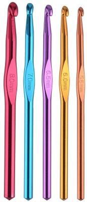 Vardhman Aluminum Multicolor Crochet Hooks 5.50 to 8 mm, pack of 5 knitting, MADE IN INDIA pins Hand Sewing Needle(Crochet Needle, Embroidery Needle 5.50, 6.00, 6.50, 7.00, 8.00 Pack of 5)