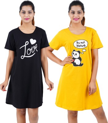 Buy That Trendz Women Nightshirts(Black, Yellow)