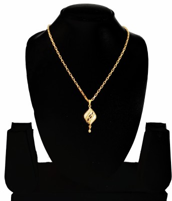 SHANKH-KRIVA Fancy Pendant Locket Chain Gold Plated Rich Look Long Size Latest Designer Daily Use Jewelry for Girls,women-100378 Gold-plated Metal Pendant Set