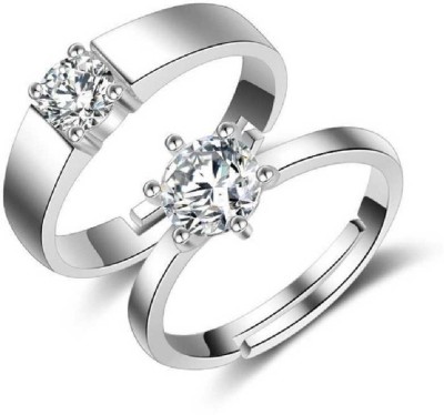 KUNDLI GEMS Couple Diamond Ring Original American Diamond Stone Certified and Astrological Purpose Stone Diamond Silver Plated Ring