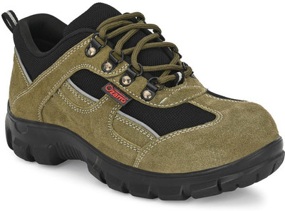 Ozarro Steel Toe Suede Safety Shoe(Olive, S1, Size 9)