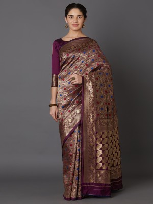 Semizoxis Printed, Woven Bollywood Jacquard, Cotton Silk Saree(Purple)