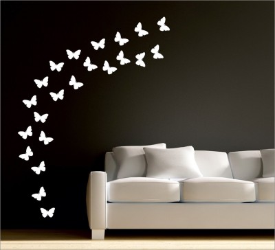 wall1ders 120 cm 25 Butterflies Silver Sticker (Each Piece Size 5 Cm) 3d acrylic mirror wall stickers, acrylic wall sticker, Acrylic Stickers. Self Adhesive Sticker(Pack of 25)