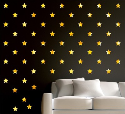 wall1ders 120 cm 50 Stars Golden (Each Star Size 5 Cm) 3d acrylic mirror wall stickers, acrylic wall sticker, Acrylic Stickers. Self Adhesive Sticker(Pack of 50)