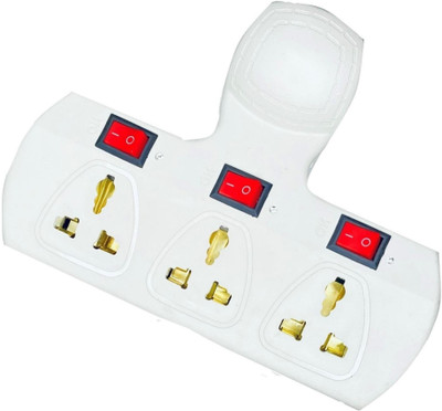 TOBY 6 AMP multiplug /extension board with universal 3 socket and 3 switch with indicator 3  Socket Extension Boards(White, 0 m)