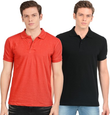 AWG All Weather Gear Solid Men Polo Neck Red, Black T-Shirt