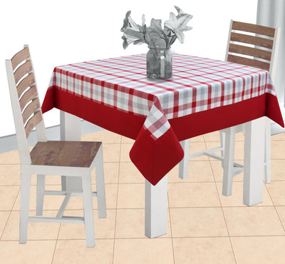 AIRWILL Checkered 2 Seater Table Cover(Red, Cotton)