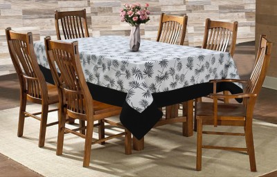 AIRWILL Floral 6 Seater Table Cover(Black, Cotton)