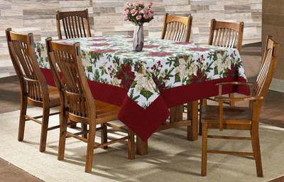 AIRWILL Floral 6 Seater Table Cover(Maroon, Cotton)