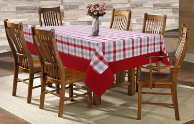 AIRWILL Checkered 6 Seater Table Cover(Red, Cotton)