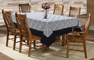 AIRWILL Geometric 6 Seater Table Cover(Black, Cotton)