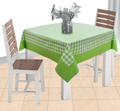 AIRWILL Checkered 2 Seater Table Cover(Green, Cotton)