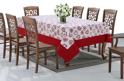 AIRWILL Printed 8 Seater Table Cover(Red, Cotton)