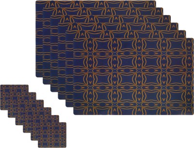 Glassiano Rectangular Pack of 12 Table Placemat(Dark Blue, Polyester)