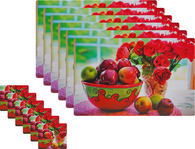 Glassiano Rectangular Pack of 12 Table Placemat(Maroon, Polyester)