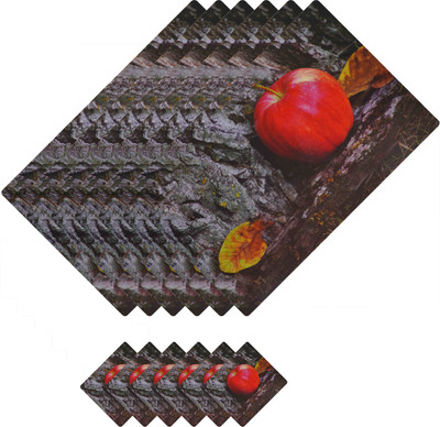 Glassiano Rectangular Pack of 12 Table Placemat(Black, Red, Polyester)