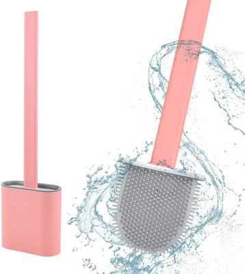 Madan Silicone Toilet Brush with Holder Stand , Brush for Bathroom Cleaning Silicone Brush and Holder Silicon Flex Toilet Cleaning Brush,Quick Drying Flexible Bristles Brush (Multi Color, Pack of 1) with Holder(Multicolor)