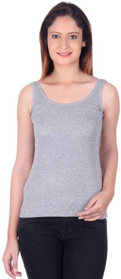 USL Casual Sleeveless Self Design Women Grey Top