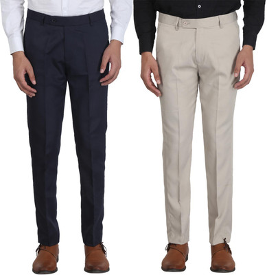 ROY Regular Fit Men Blue, Beige Trousers