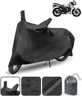 AutoRetail Waterproof Two Wheeler Cover for TVS(Apache RTR 160, Black)