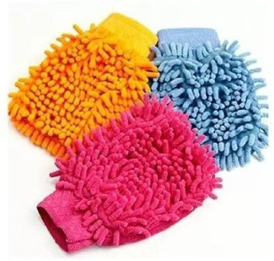 AXWee Microfiber Vehicle Washing  Hand Glove(Pack Of 3)