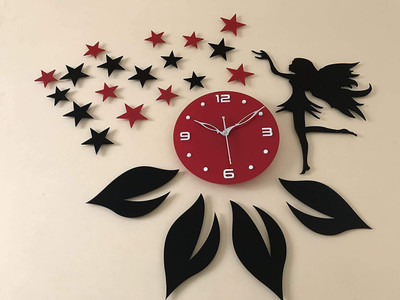 FITODA HUB Analog 19 cm X 19 cm Wall Clock(Black, Red, Without Glass, Standard)