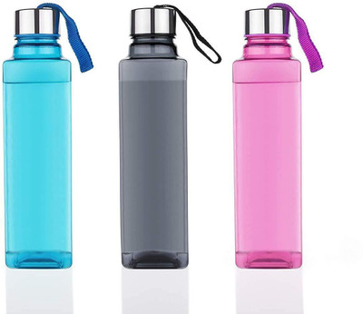 SEAHAVEN Plastic Water Bottle for Fridge Unbreakable & Leak-Proof | Square Shape Water 1000 ml Bottle(Pack of 3, Multicolor, Plastic)