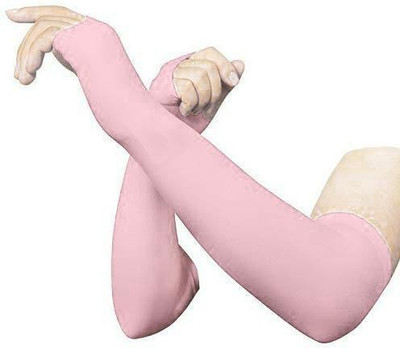 GLIDER Nylon, Cotton Arm Sleeve For Men & Women(Free, Pink)