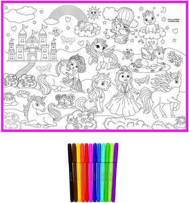ARNIYAVALA Premium Quality My Colouring MAT for Kids Reusable and Washable. Big MAT for Colouring. MAT Size(40 INCHES X 27 INCHES) (Unicorn Theme)