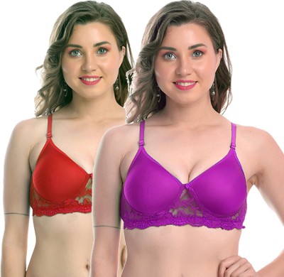 FIMS Women Push-up Lightly Padded Bra(Purple, Pink)