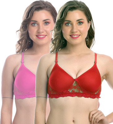 FIMS Women Push-up Lightly Padded Bra(Purple, Pink)