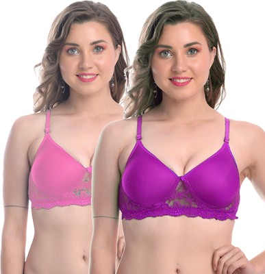 StyFun Full Coverage Premium Quality Padded Cup Bras Women Push-up Lightly Padded Bra(Purple, Pink)