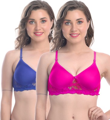 FIMS Women Push-up Lightly Padded Bra(Pink, Blue)