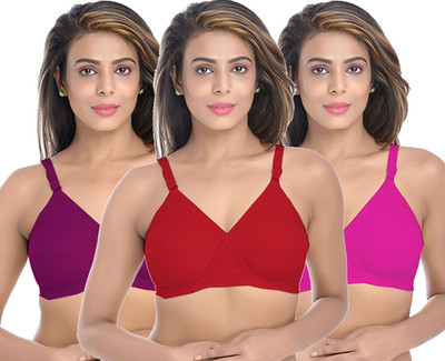 StyFun Women Full Coverage Non Padded Bra(Red, Pink, Maroon)