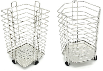 Maskey Empty Cutlery Holder Case(Premium SS Sturdy ( Pack Of 2 ) Shaped Multiuse Multipurpose Spoon / Cutlery / Stationary Holder / Case / Stand  Holds 20 Pieces)