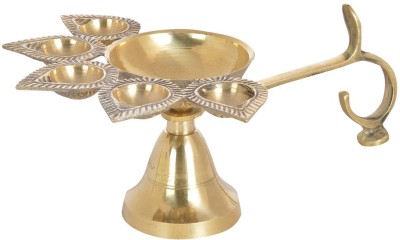 NAVYAKSH Pure Brass Panch Aarti Lamp / Pancharti Diya / Oil Lamp / Panch aarti Jyoti / P Brass Table Diya(Height: 2.6 inch)