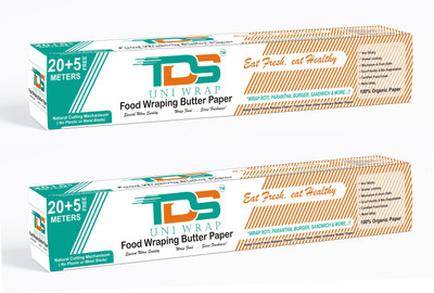 TDS PLUS WRAP 25 METER ORGANIC WRAPPING BUTTER PAPER PACK 2 Shrinkwrap(Pack of 2, 50 m)