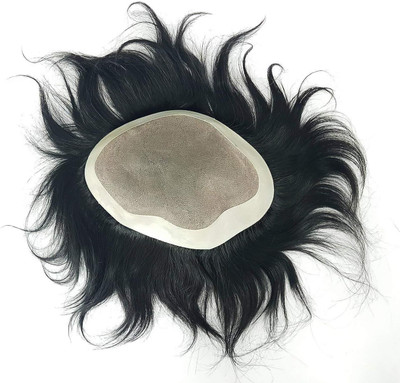 Osking  Patch Black Color 9X6 Fine Mono-filament Human  Toupee  Patch/ System/ Pieces/Wigs For Men And Boys (9X6) Black Color Hair Extension