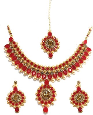 Tiank Innovation Metal, Stone, Crystal, Alloy Gold-plated Red, Gold Jewellery Set(Pack of 1)