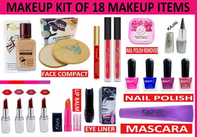 F-Zone Perfect Bridal Makeup Kit Of 18 Makeup Items KST01(Pack of 18)